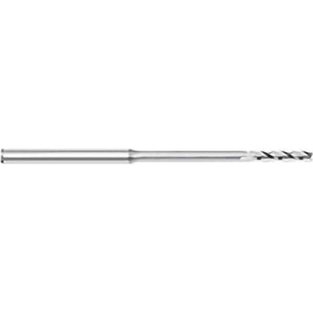 Square End Mill: 1/32'' Dia, 0.155'' LOC, 1/8'' Shank Dia, 2-1/2'' OAL, 3 Flutes, Solid Carbide