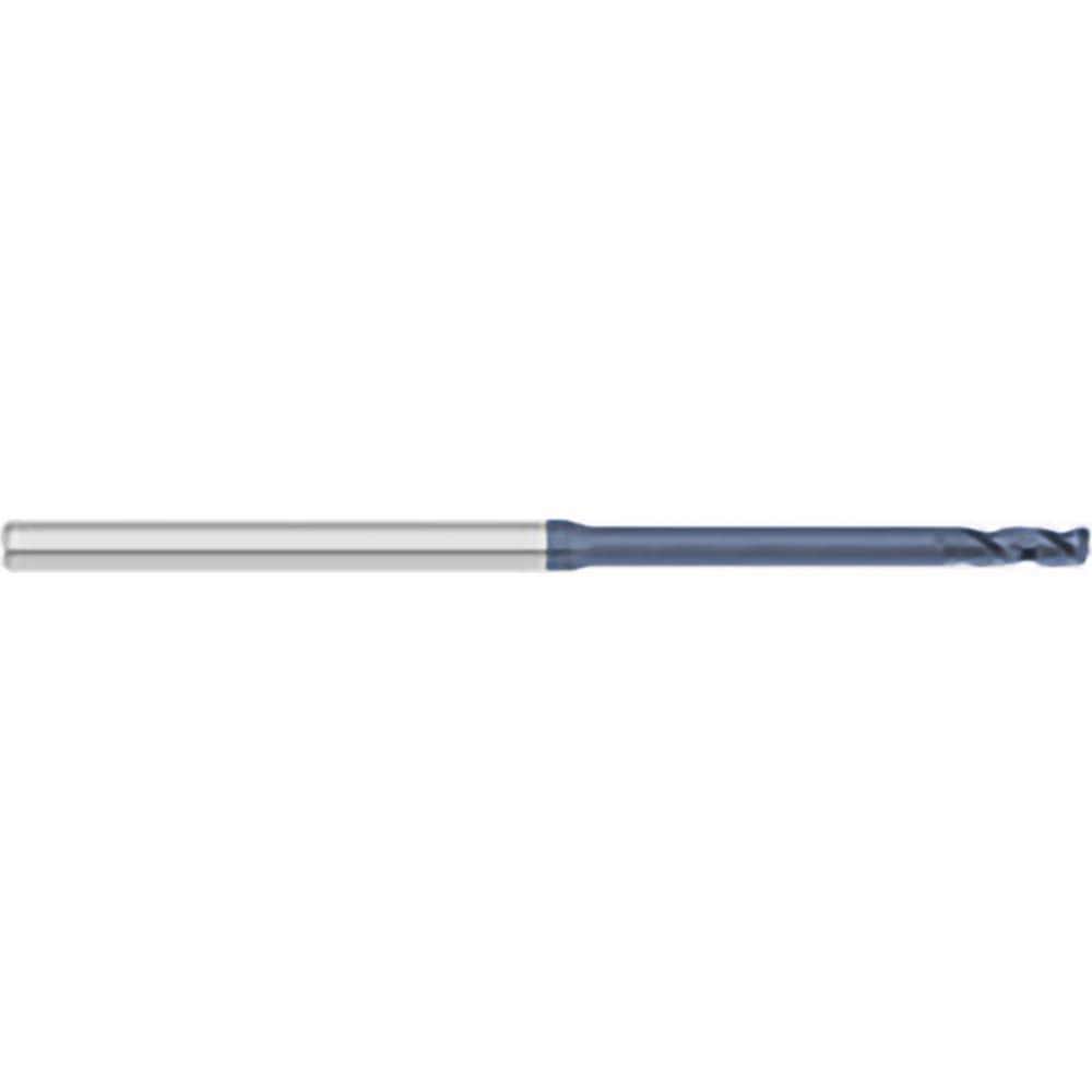 Square End Mill: 0.02'' Dia, 0.06'' LOC, 1/8'' Shank Dia, 2-1/2'' OAL, 3 Flutes, Solid Carbide
