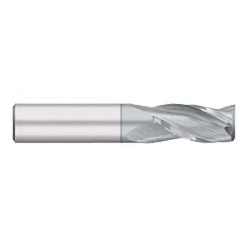 Square End Mill: 0.0156'' Dia, 0.0313'' LOC, 1/8'' Shank Dia, 1-1/2'' OAL, 3 Flutes, Solid Carbide