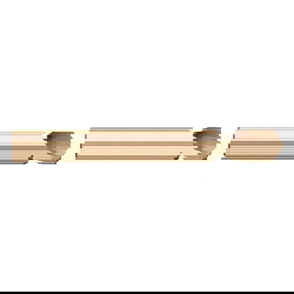 Spotting Drills; Drill Point Angle: 120 ; Cutting Diameter (Decimal Inch): 0.2500 ; Overall Length (Inch): 2-1/2 ; Tool Material: Cobalt M-42 ; Coating/Finish: Gold Oxide ; Single/Double Ended: Single