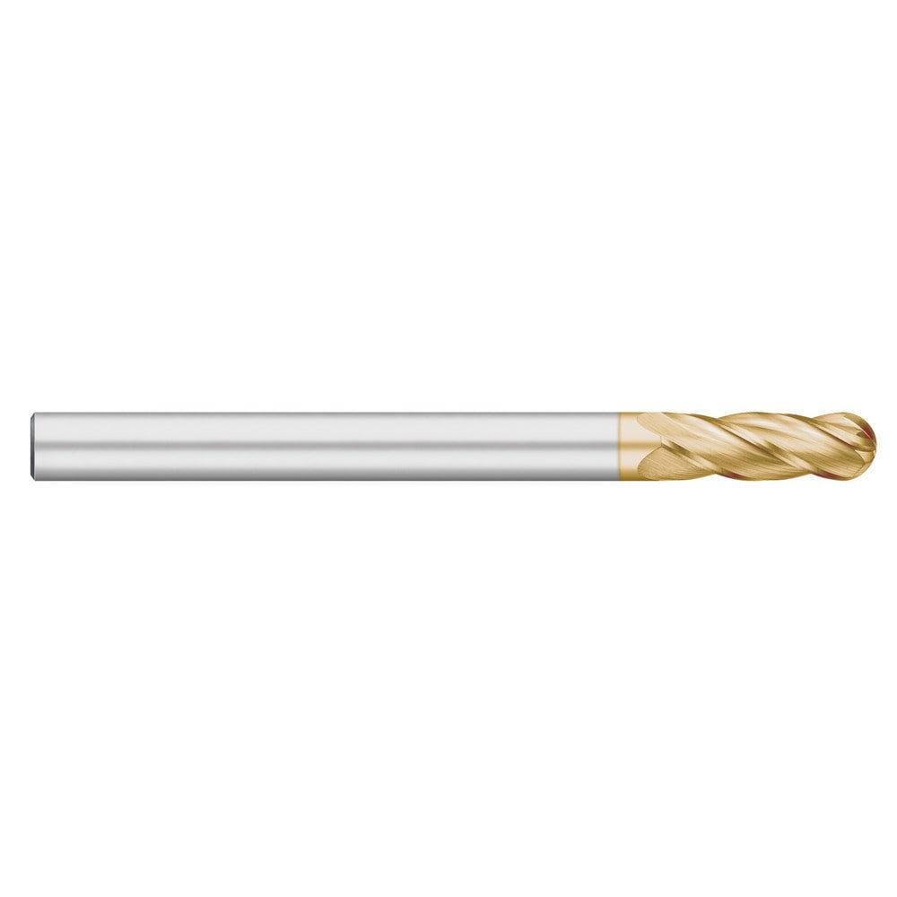 Ball End Mills; Mill Diameter (Inch): 1/2in ; Mill Diameter (Decimal Inch): 0.5000in ; Number Of Flutes: 4 ; End Mill Material: Solid Carbide ; Length of Cut (Inch): 1-1/2in ; Shank Diameter (Inch): 1/2in