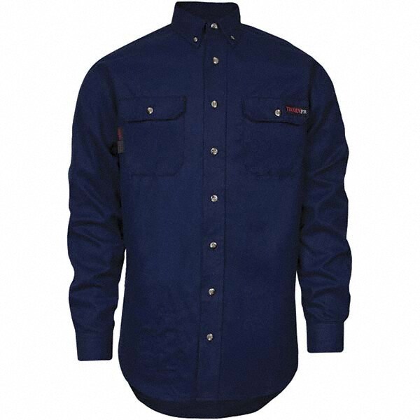 Fire-Resistant Shirt: 2X-Large, Navy Blue, Polyester, 5.5 oz