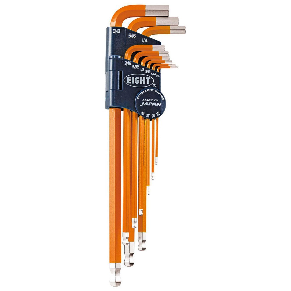 Hex Key Sets; Ball End: Yes ; Handle Type: Color Coded; L-Handle ; Measurement Type: Inch ; Hex Size: 1/16 in, 5/64 in, 3/32 in, 1/8 in, 5/32 in, 3/16 in, 1/4 in, 5/16 in, 3/8 in ; Material: Steel ; Overall Length (mm): 235.0000