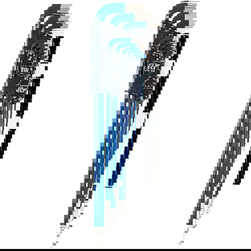 Hex Key Sets; Ball End: Yes ; Handle Type: Color Coded; L-Handle ; Measurement Type: Inch ; Hex Size: 1/16 in, 5/64 in, 3/32 in, 1/8 in, 5/32 in, 3/16 in, 1/4 in, 5/16 in, 3/8 in ; Material: Steel ; Overall Length (mm): 235.0000