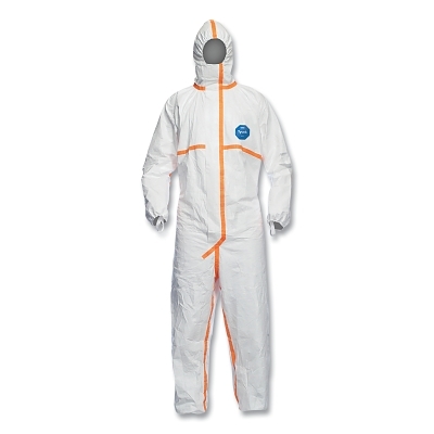 Disposable Coveralls: Airborne Particulate & Liquid Protection, Size 2X-Large, 1.7401 oz, Tyvek, Zipper & Stormflaps Closure