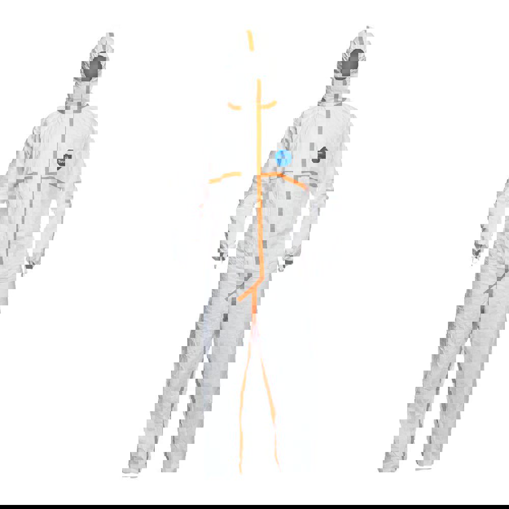 Disposable Coveralls: Size X-Large, Tyvek, Zipper Closure