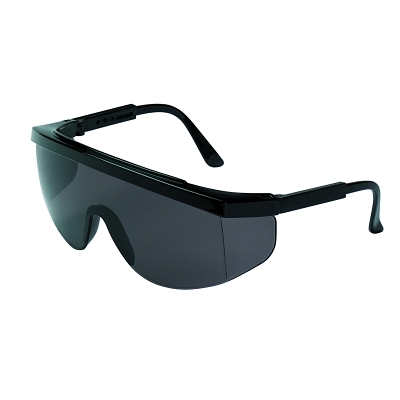 Safety Glasses: Scratch-Resistant, Polycarbonate, Gray Lenses, Half-Framed