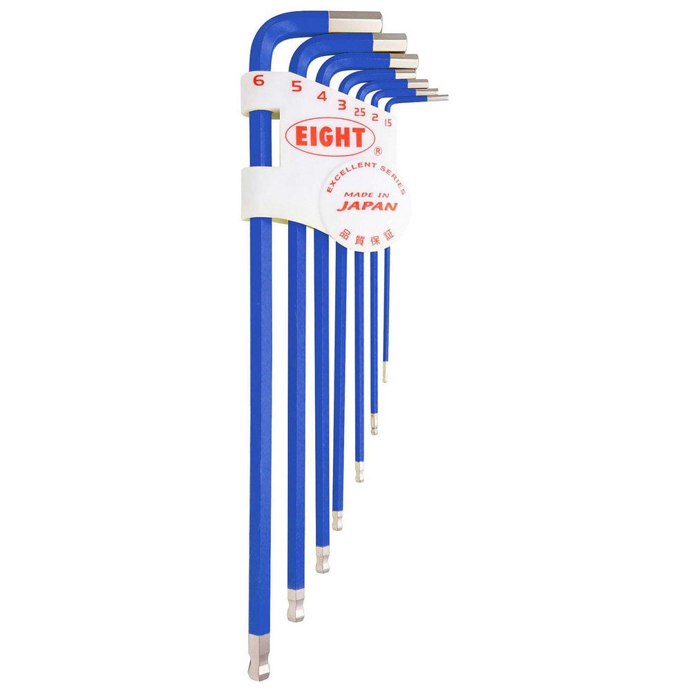 Hex Key Sets; Ball End: Yes ; Handle Type: Color Coded; L-Handle ; Measurement Type: Metric ; Hex Size: 1.5 mm, 2 mm, 2.5 mm, 3 mm, 4 mm, 5 mm, 6 mm ; Material: Steel ; Overall Length (mm): 187.0000