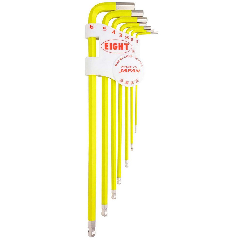 Hex Key Sets; Ball End: Yes ; Handle Type: Color Coded; L-Handle ; Measurement Type: Metric ; Hex Size: 1.5 mm, 2 mm, 2.5 mm, 3 mm, 4 mm, 5 mm, 6 mm ; Material: Steel ; Overall Length (mm): 187.0000