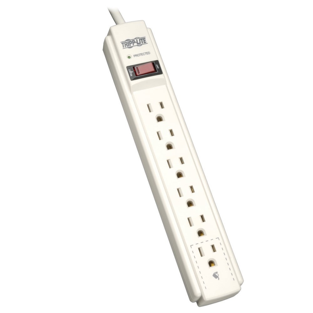 6 Outlets, 120 Volts, 15 Amps, 4' Cord, Power Outlet Strip