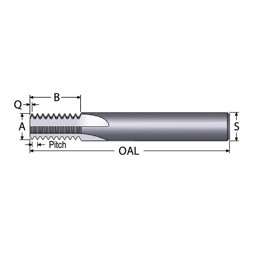 Straight Flute Thread Mill: #6 to 32, Internal, 3 Flutes, 1/4