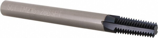 Straight Flute Thread Mill: 1/8-28, External & Internal, 4 Flutes, 1/4