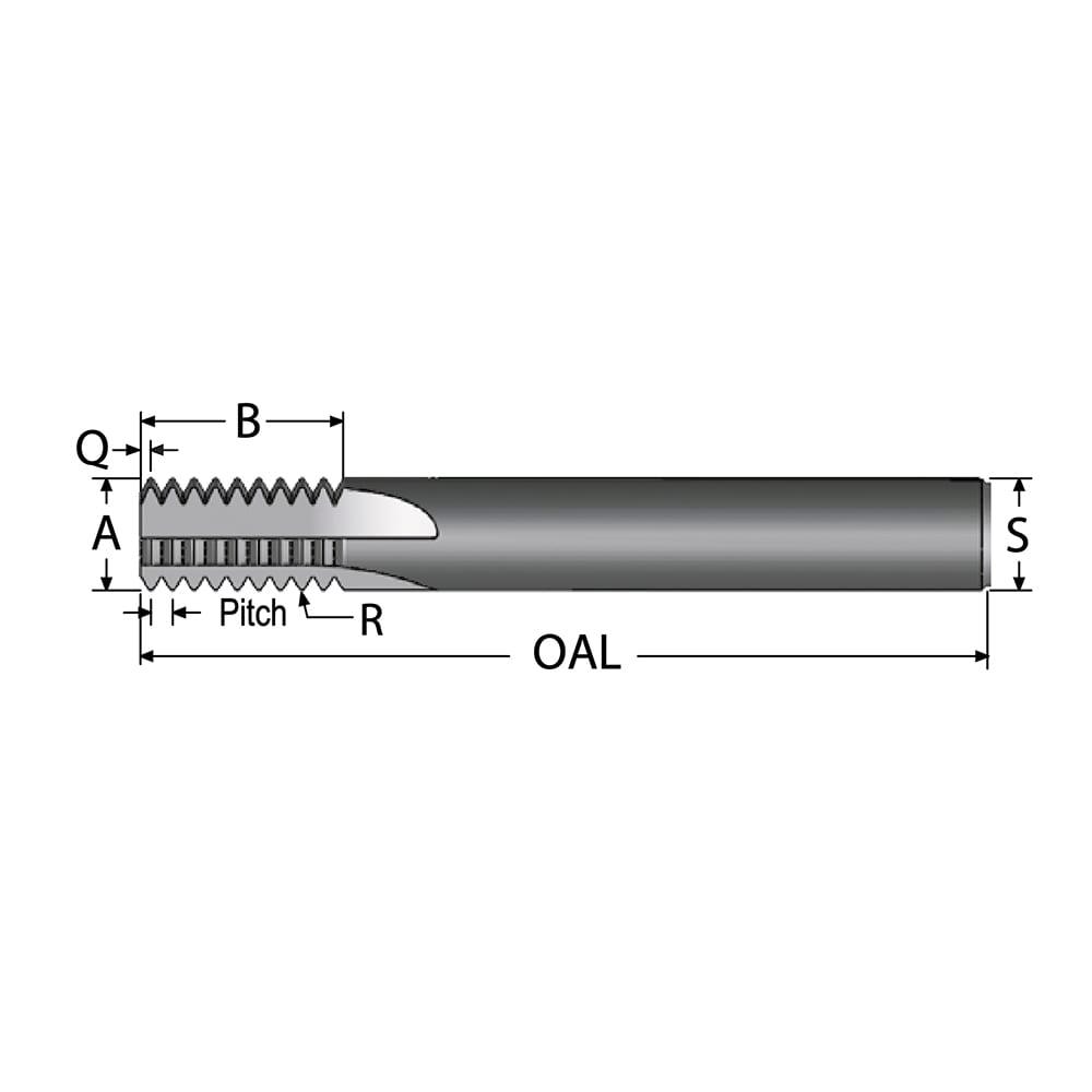 Straight Flute Thread Mill: #24, External, 4 Flutes, 1/4