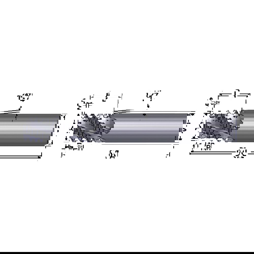 Helical Flute Thread Mill: 1/8-27, Internal & External, 4 Flute, 3/8