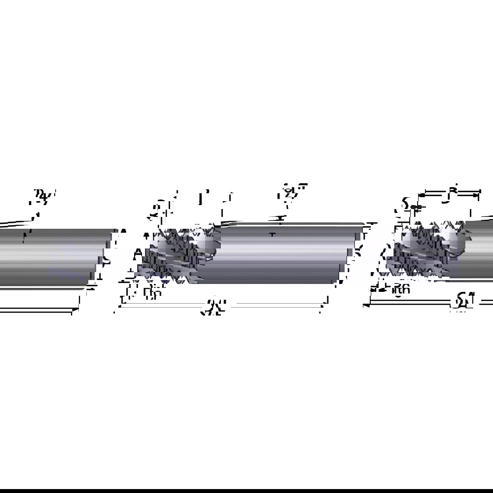 Helical Flute Thread Mill: 1/8-27, Internal & External, 4 Flute, 3/8