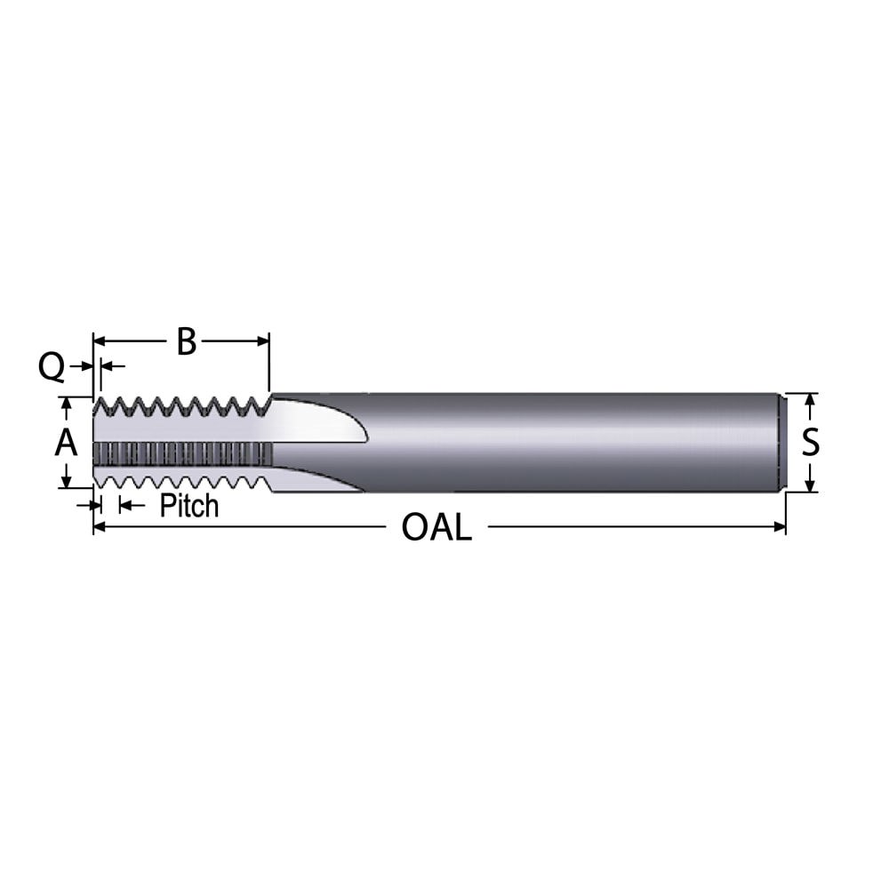 Straight Flute Thread Mill: 3/8-32, Internal, 4 Flutes, 5/16