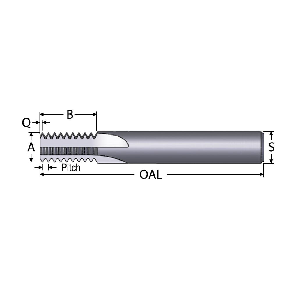Straight Flute Thread Mill: Internal, 3 Flutes, 1/4
