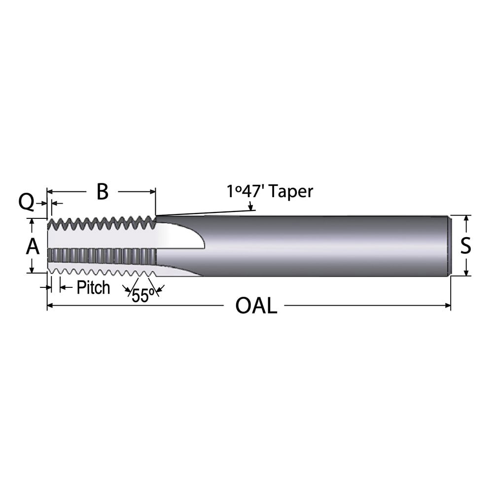 Straight Flute Thread Mill: External & Internal, 4 Flutes, 1/2