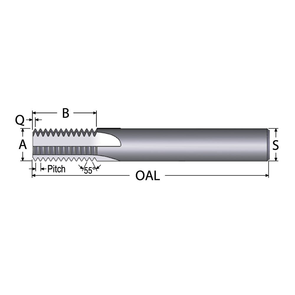 Straight Flute Thread Mill: 1-8, External & Internal, 5 Flutes, 5/8