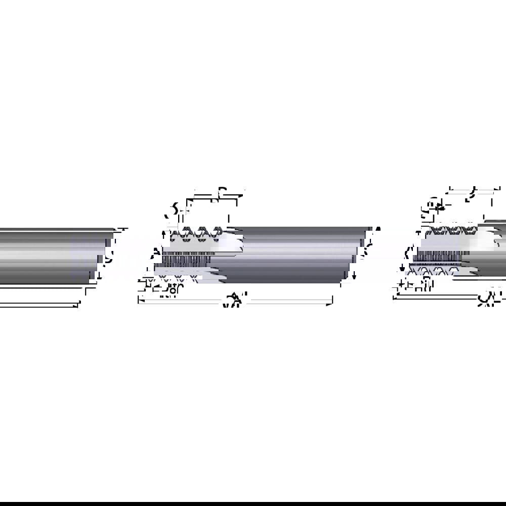 Straight Flute Thread Mill: Internal, 3 Flutes, 1/4