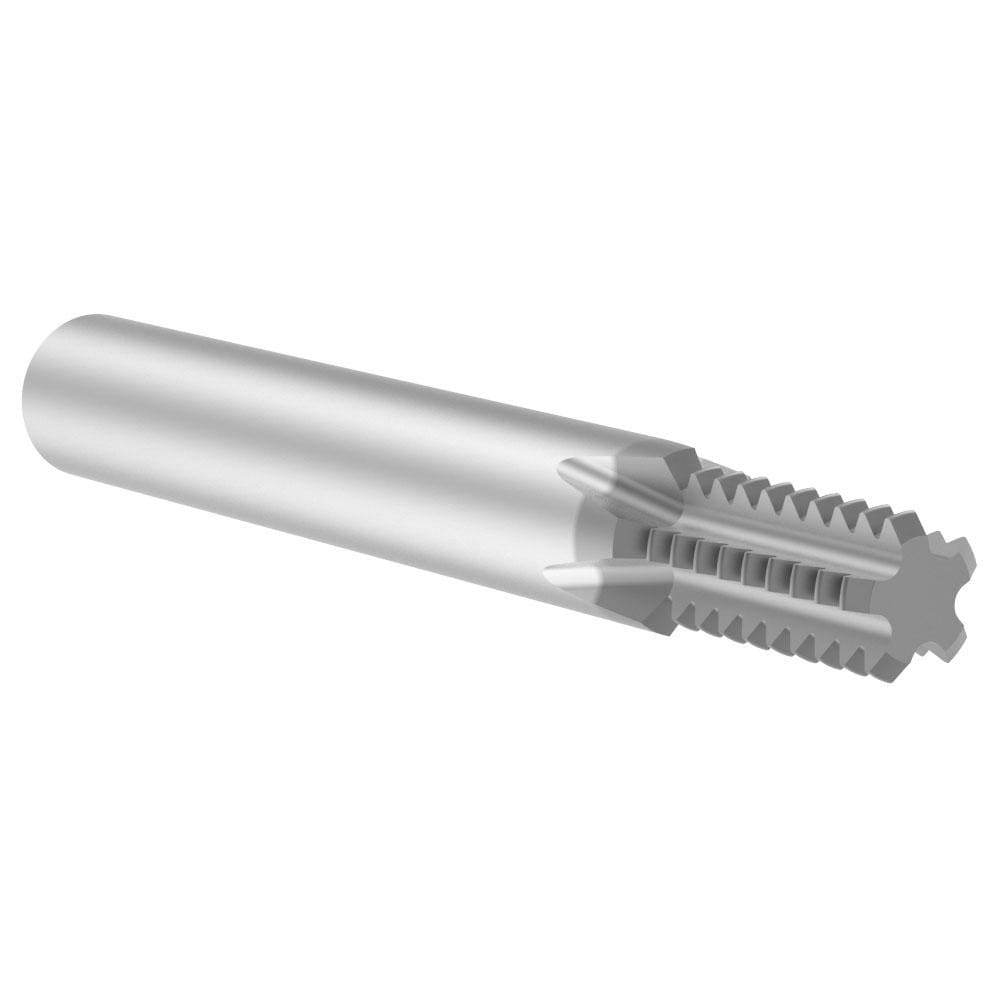 Helical Flute Thread Mill: 3/8-16, Internal & External, 5 Flute, Solid Carbide