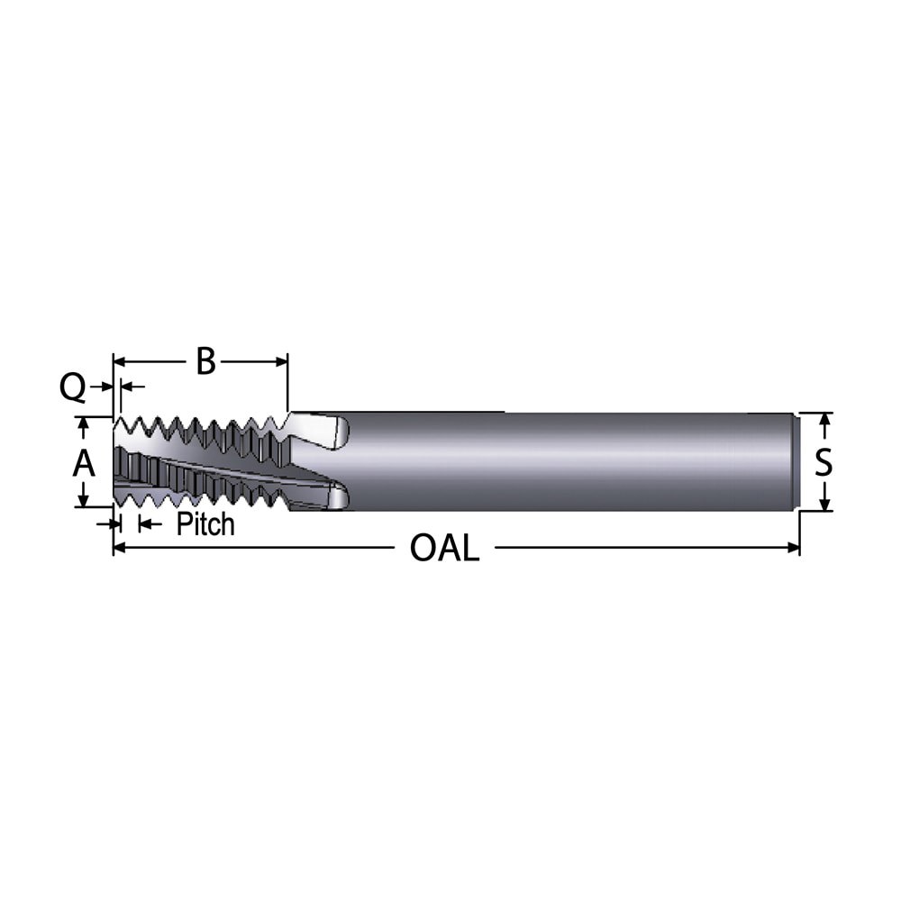 Helical Flute Thread Mill: Internal, 4 Flute, Solid Carbide