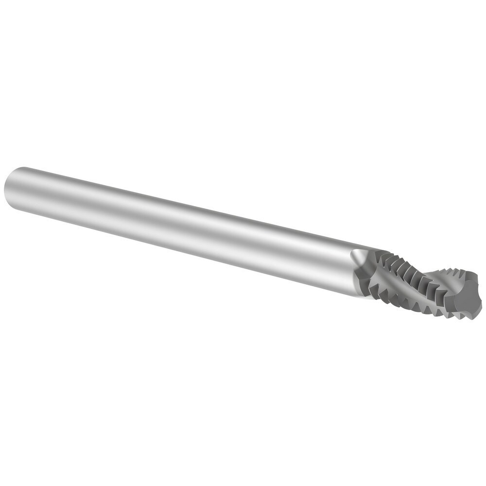 Helical Flute Thread Mill: #10-32, Internal/External, 3 Flute, 4.00 mm Shank Dia, Solid Carbide