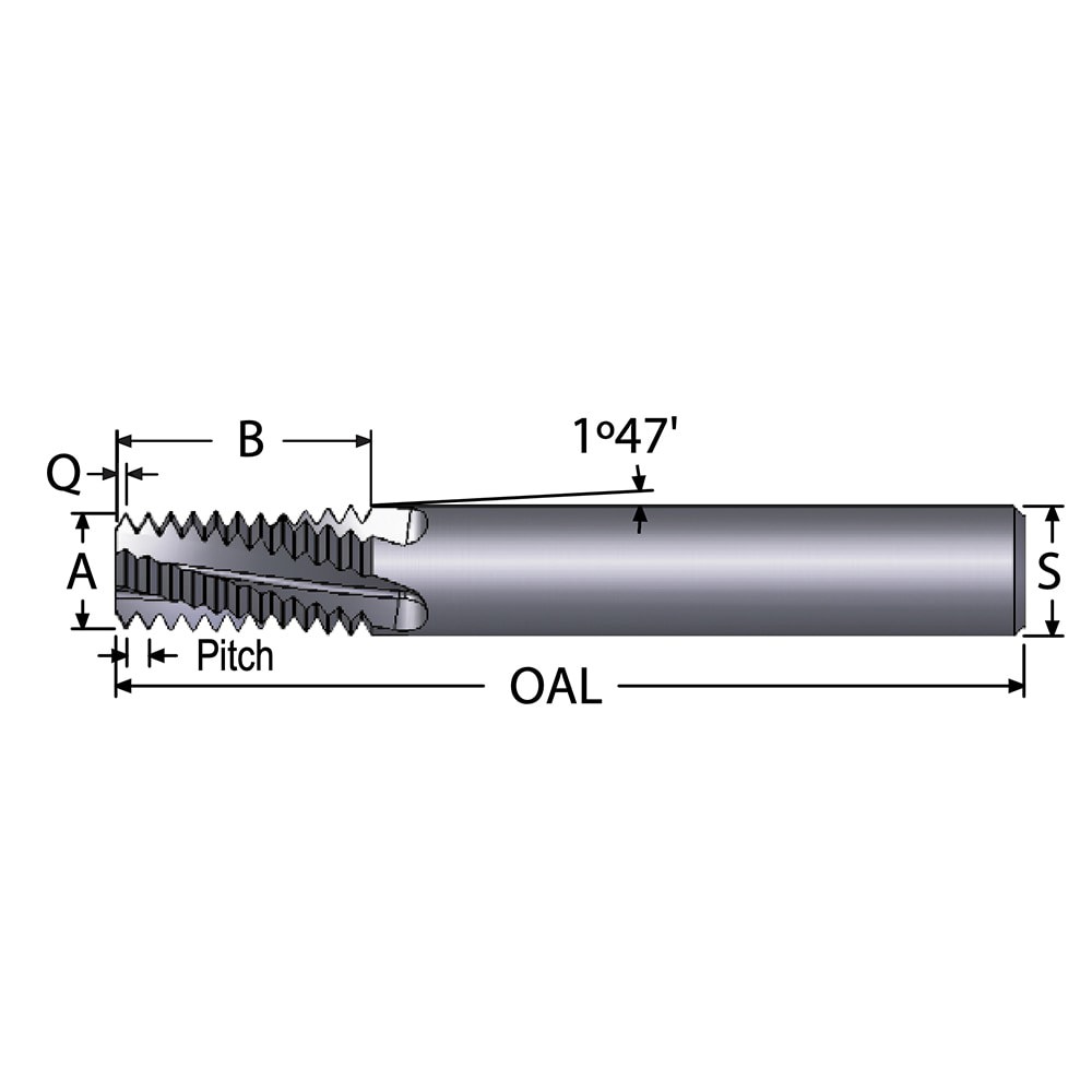 Helical Flute Thread Mill: 1/4-18 & 3/8-18, Internal & External, 4 Flute, 5/16