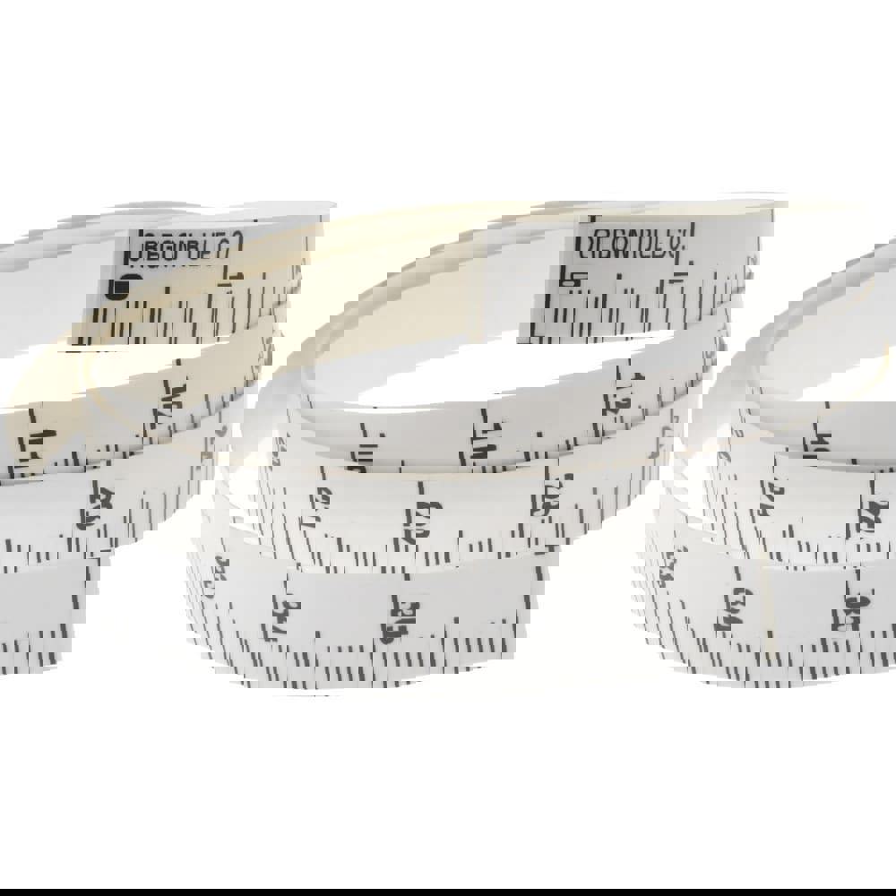 3 Ft. Long x 1/2 Inch Wide, 1/10 Inch Graduation, White, Mylar Adhesive Tape Measure