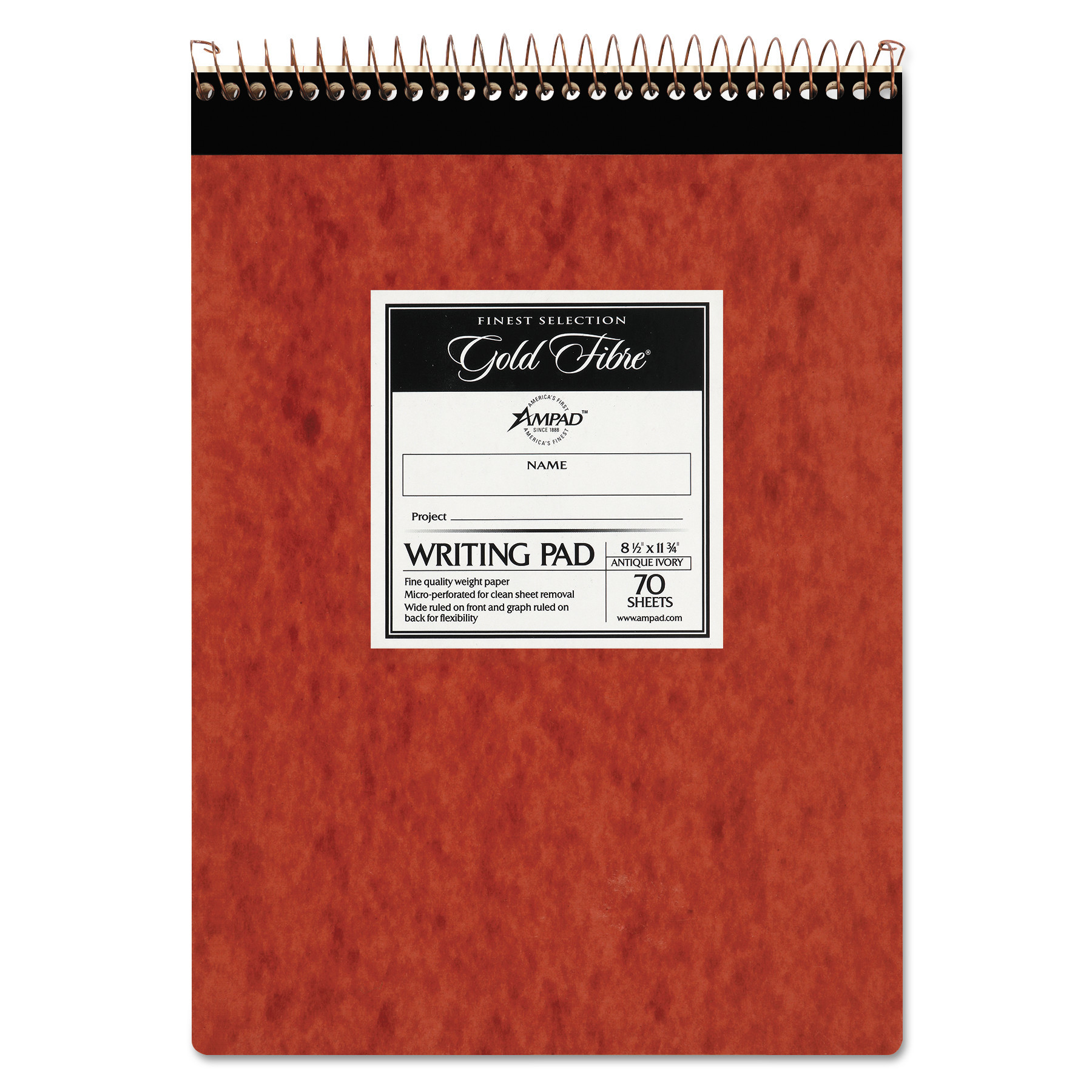 Wirebound Notebook: 70 Sheets, Legal Ruled, Red Paper