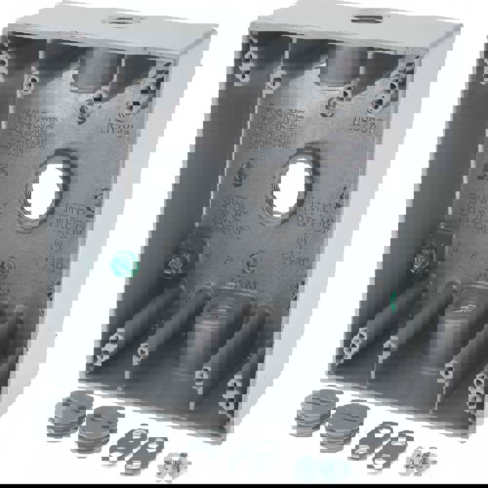 Electrical Outlet Box: Aluminum, Rectangle, 4-9/16