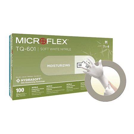 Series Microflex Disposable Gloves: Size X-Small, 2.8 mil, Uncoated-Coated Nitrile, Medical Grade, Unpowdered