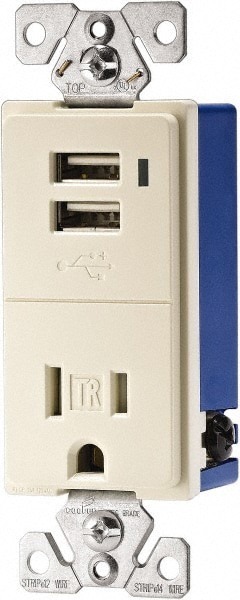 2 USB Port, 1 Receptacle, 125 VAC, 5 VDC USB Receptacle