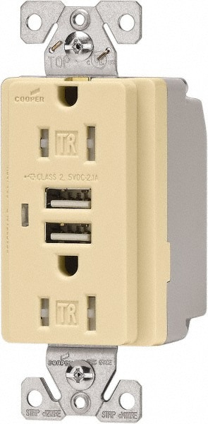 2 USB Port, 2 Receptacle, 125 VAC, 5 VDC USB Receptacle