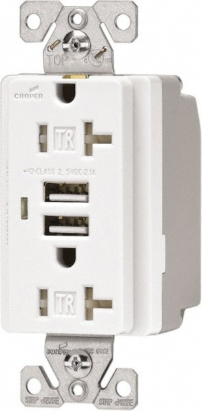 2 USB Port, 2 Receptacle, 125 VAC, 5 VDC USB Receptacle