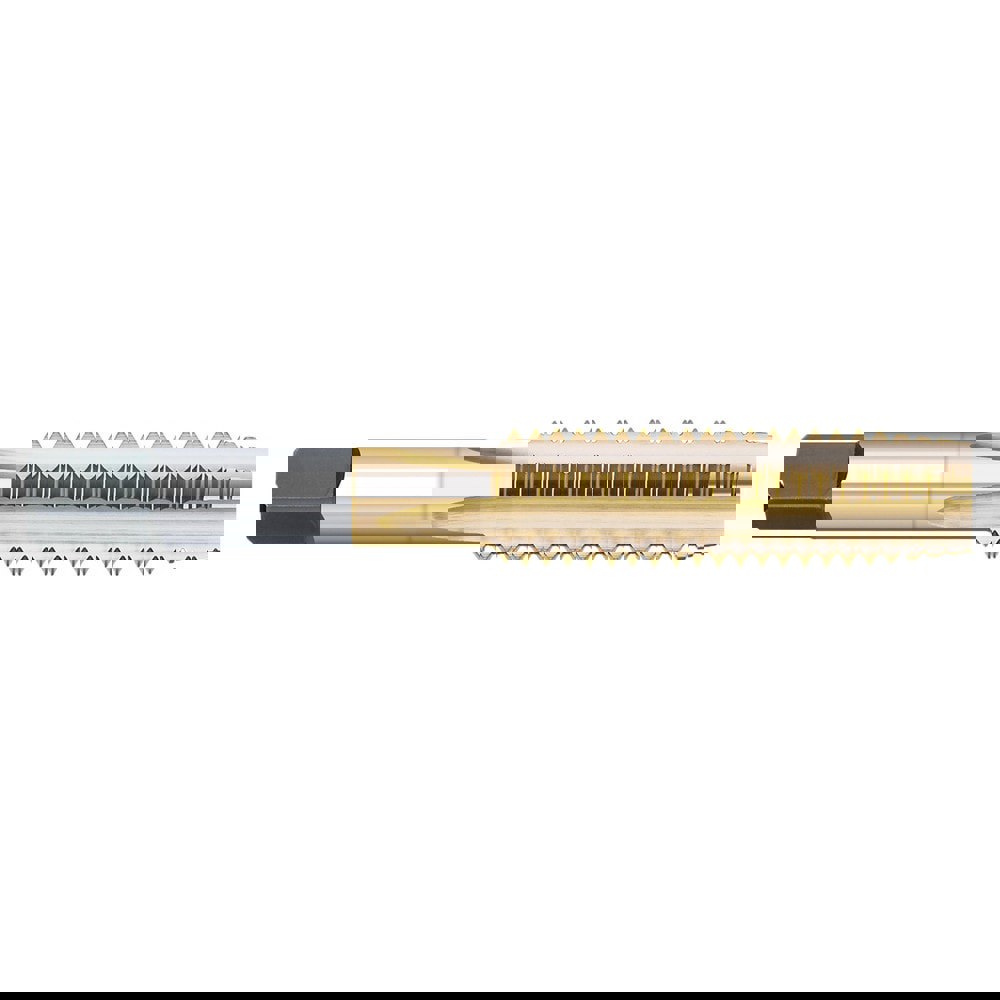 Straight Flute Tap: 7/16-20 UNF, 4 Flutes, Plug, 2B/3B Class of Fit, High Speed Steel, TiN Coated