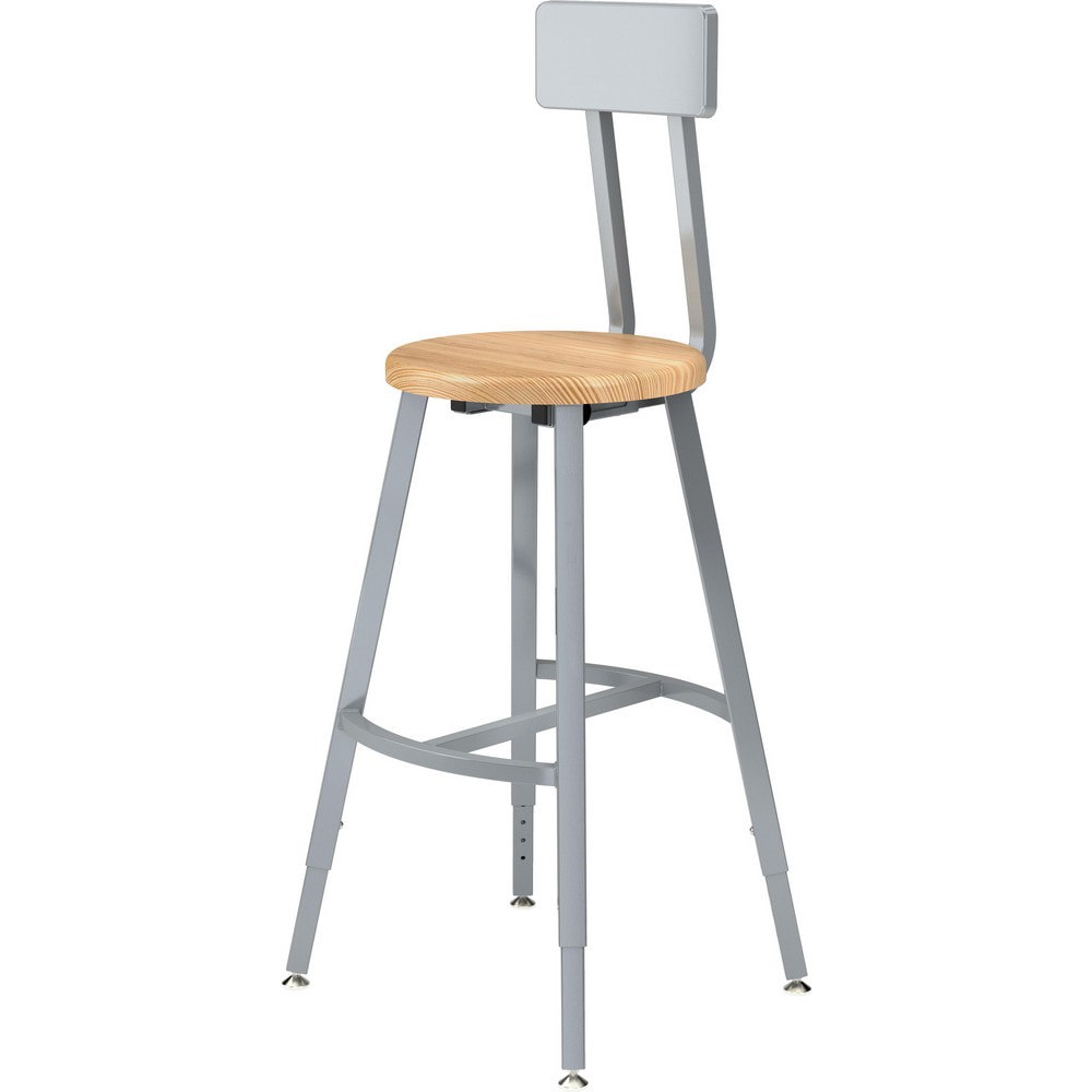 Stationary Stools; Seat Depth: 14in ; Seat Width: 14in ; Product Type: Adjustable Height Stool; Stool with Back ; Base Type: 4 Leg ; Minimum Seat Height: 24in ; Maximum Seat Height: 32in
