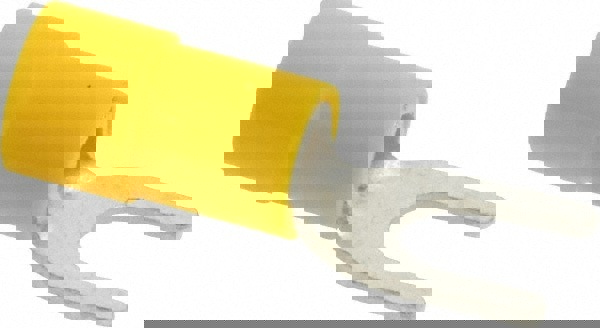 Standard Fork Terminal: Yellow, Vinyl, Partially Insulated, #10 Stud, Crimp