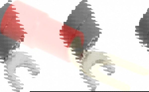 Standard Fork Terminal: Red, Vinyl, Partially Insulated, #6 Stud, Crimp