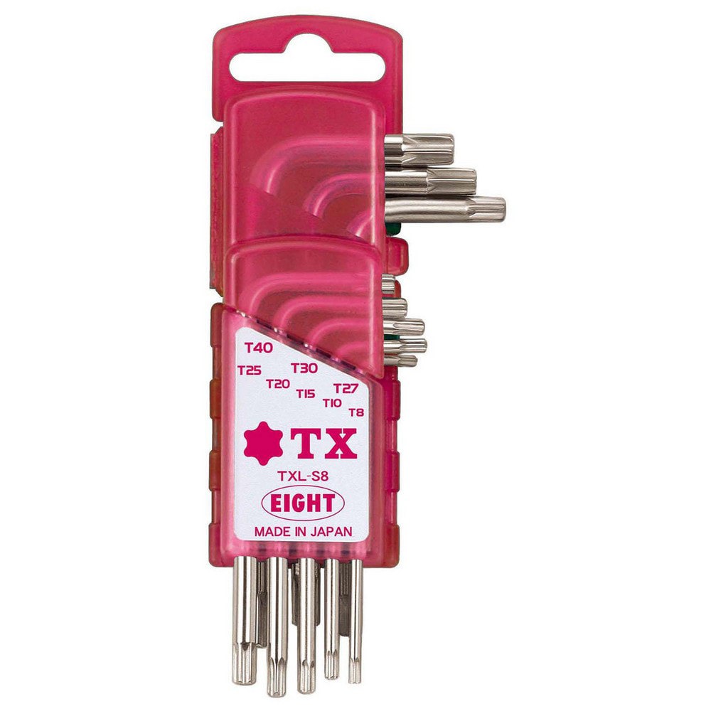 Torx Key Sets; End Type: Torx ; Torx Size: T8; T10; T15; T20; T25; T27; T30; T40 ; Handle Type: L-Handle ; Finish: Original EL/ARMOUR Plated ; Handle Color: Silver ; Arm Style: Short