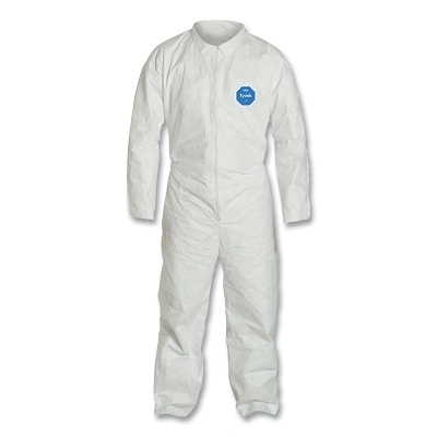 Disposable Coveralls: Particle Protection Protection, Size 2X-Large, 1.2000 oz, Tyvek 400, Zipper & Stormflaps Closure