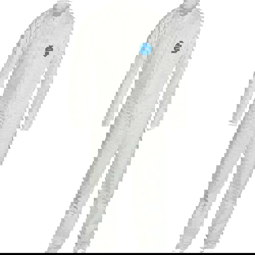 Disposable Coveralls: Size X-Large, 1.2 oz, Film Laminate, Zipper Closure