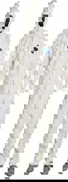 Disposable Coveralls: Size Medium, 1.2 oz, Film Laminate, Zipper Closure