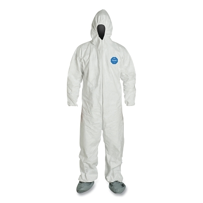 Disposable Coveralls: Particle Protection Protection, Size X-Large, 1.2000 oz, Tyvek 400, Zipper Closure