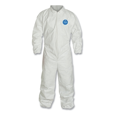 Disposable Coveralls: Particle Protection Protection, Size 5X-Large, 1.20 oz, Tyvek 400, Zipper Closure