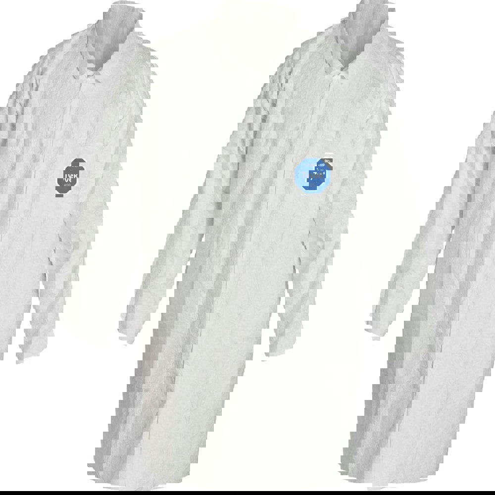 Lab Coat: 1.20 oz Material, Size 2X-Large, Tyvek