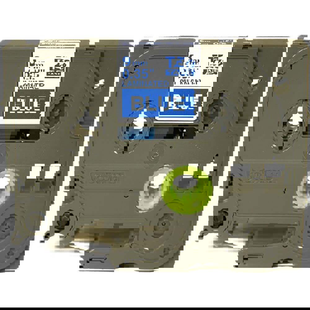 Label Tape Ribbon: 26.2' Long, White & Blue, Polyester