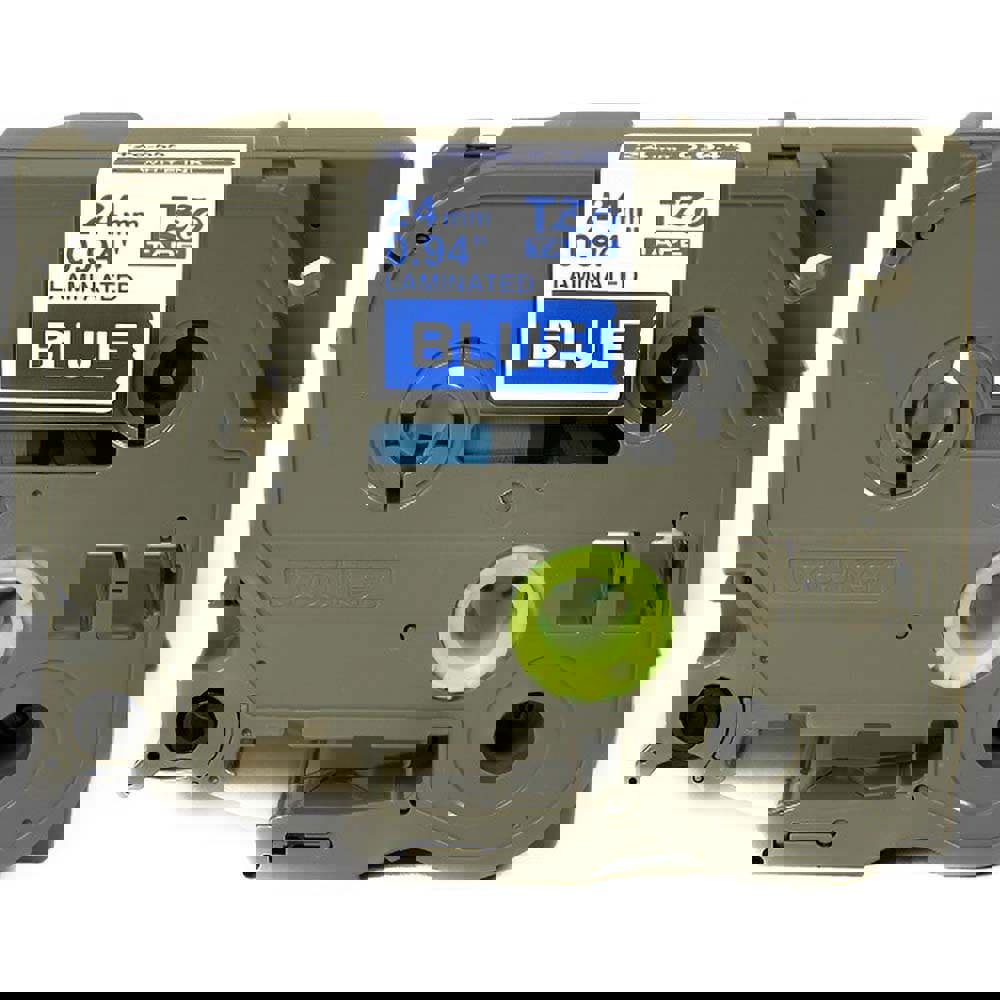 Label Tape Ribbon: 26.2' Long, White & Blue, Polyester