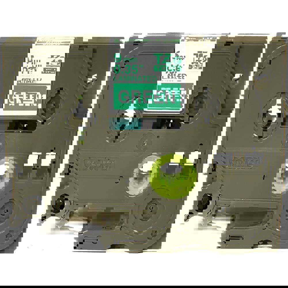 Label Tape Ribbon: 26.2' Long, White & Green, Polyester