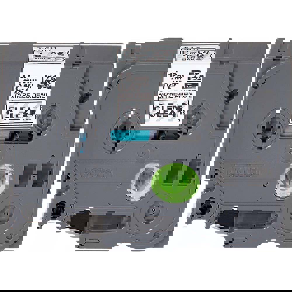 Label Tape Ribbon: 26.2' Long, Black & Clear, Polyester